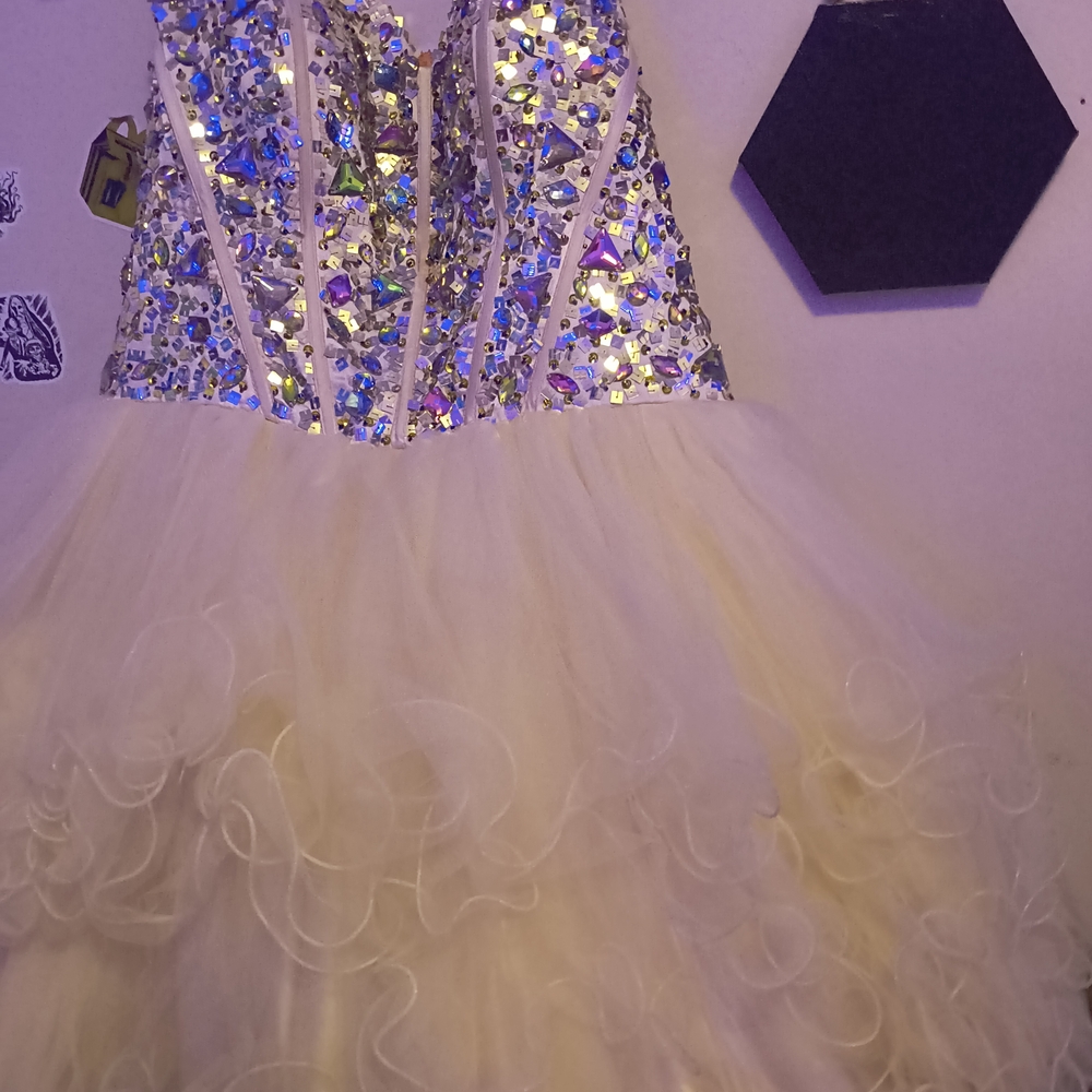 Elegant Cream Sequin Prom Dress